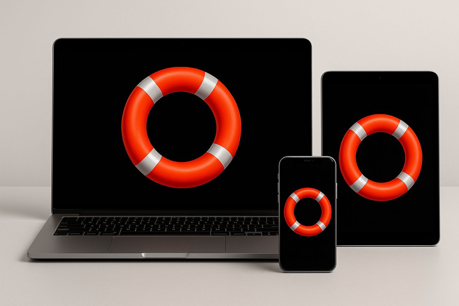 Laptop, Pad und Handy